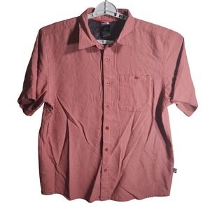 The North Face Mens Button‎ Up Short Sleeve Shirt Red White Gingham Large